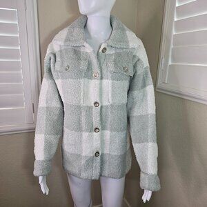 Rachel Zoe Sage Green & White Fleece Shirt Jacket